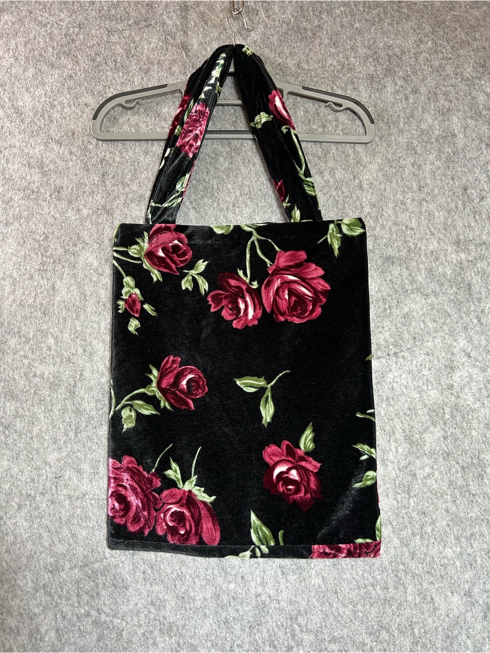 Floral Velvet Tote Bag - handmade upcycled